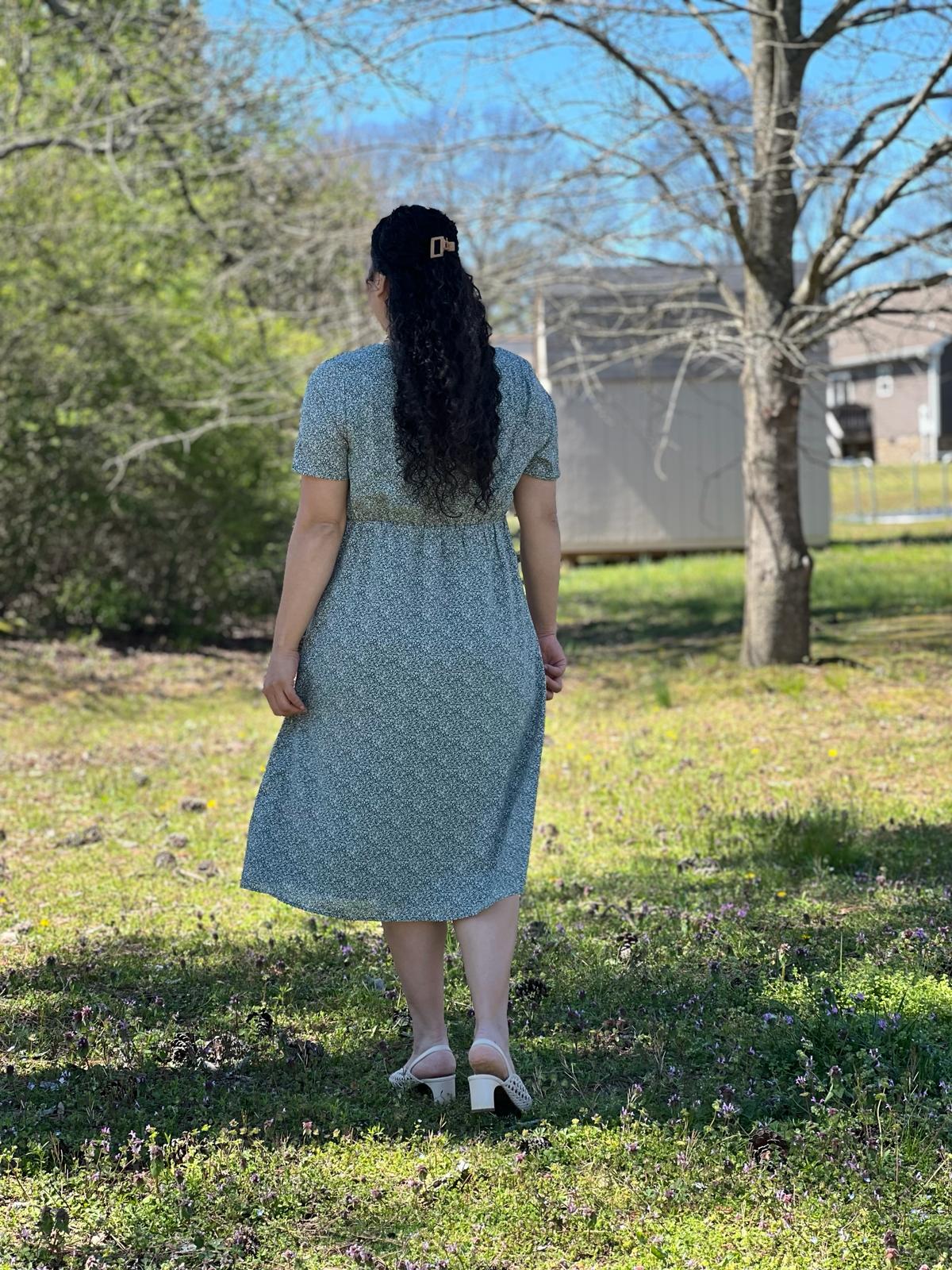 Ditsy Green Button Down Dress