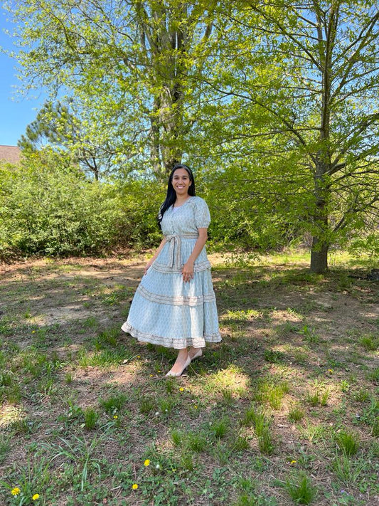 Vintage Floral Print Set (Blouse and Skirt)