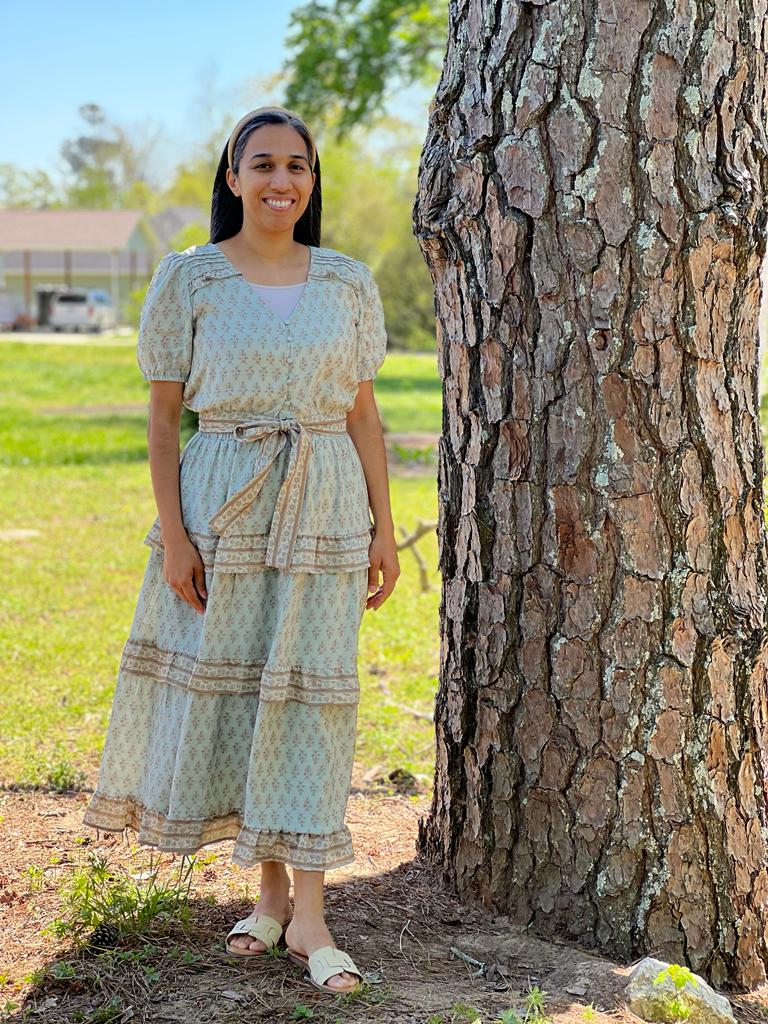 Vintage Floral Print Set (Blouse and Skirt)